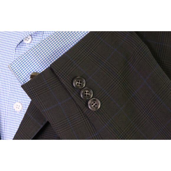 Hugo Boss The James4 Brown Black Blue Plaid Windowpane Wool Sportcoat Blazer 40R - Picture 6 of 11